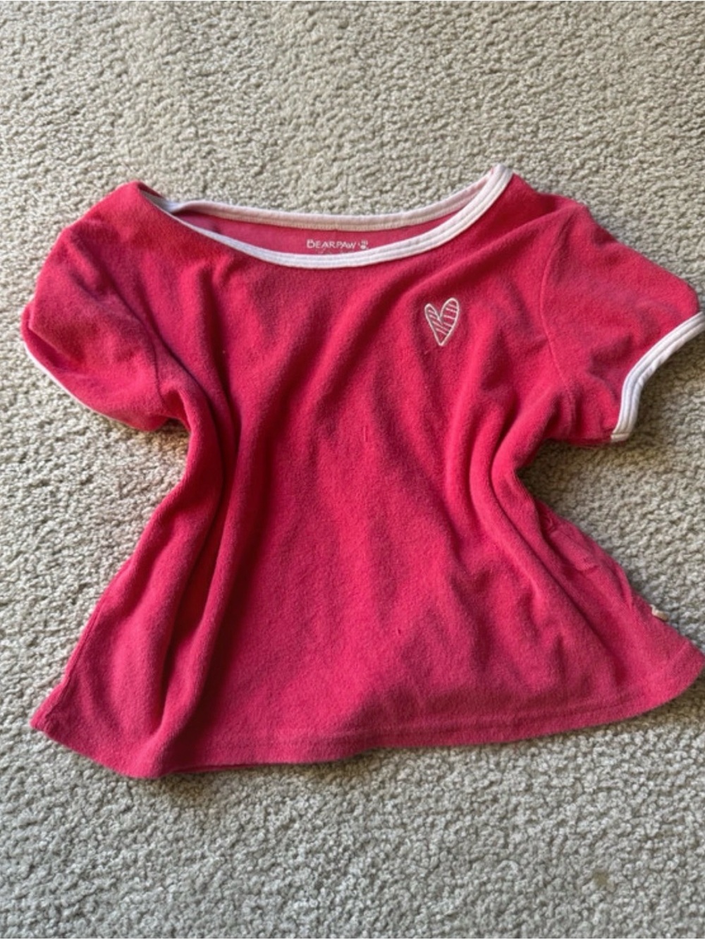 BearPaw cropped baby tee Pink Short Sleeve Heart Tee y2k